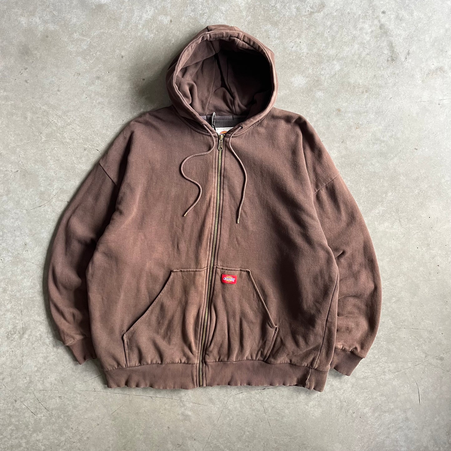 Y2K Dickies Thermal Lined Brown Faded Zip-Up Hoodie