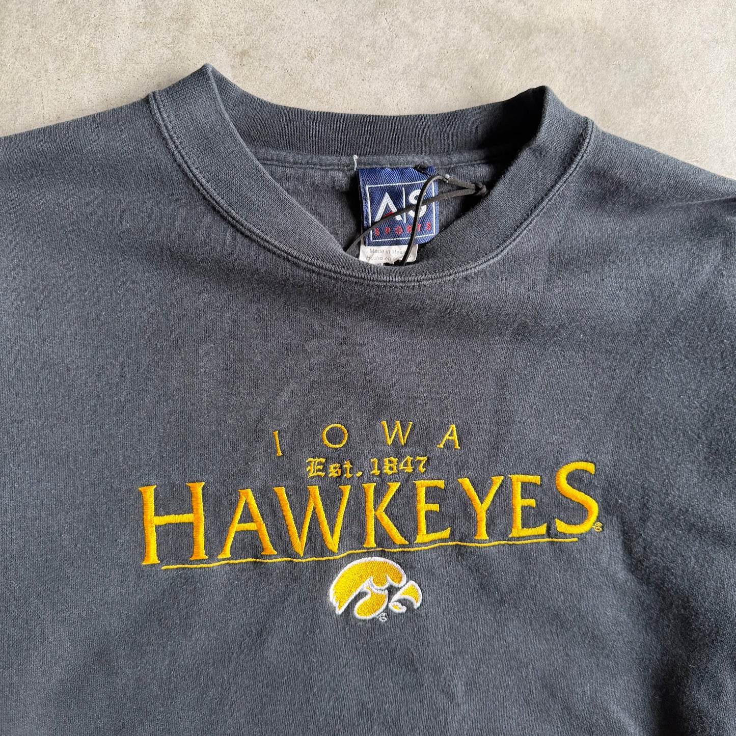 Vintage Iowa Hawkeyes Gold Embroidery Black Sweatshirt