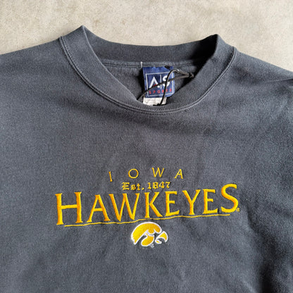 Vintage Iowa Hawkeyes Gold Embroidery Black Sweatshirt