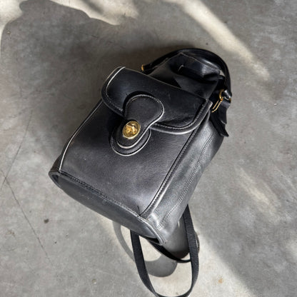 Coach Vintage Black Leather Daypack Sling Bag