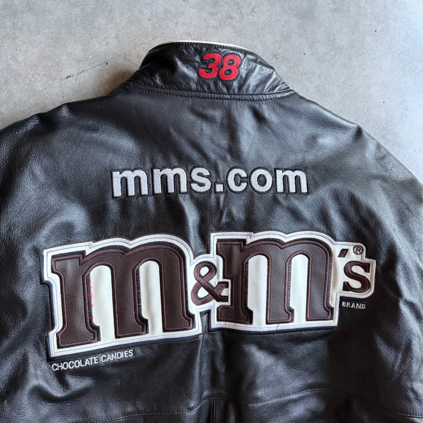 JH Design Leather M&Ms NASCAR Racing Jacket