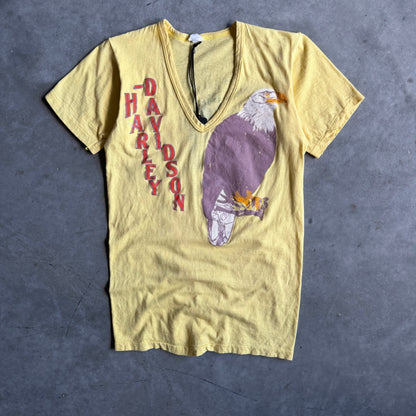 Vintage 80s Harley Davidson Deep V Eagle Yellow Sturgis T Shirt