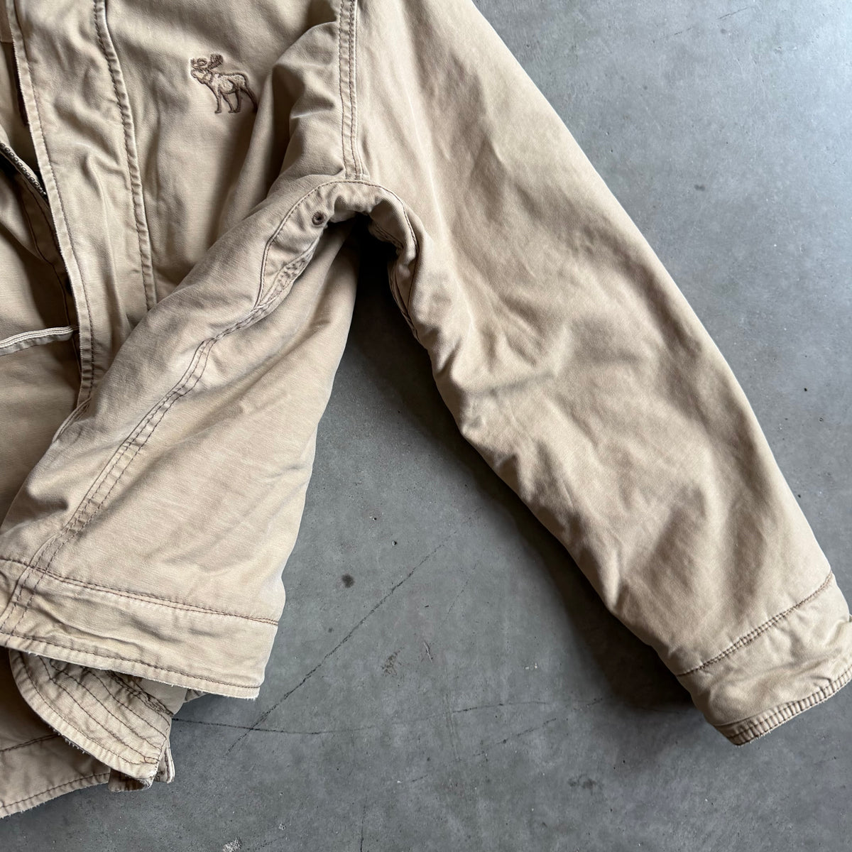 Vintage Abercrombie Fleece Tan Lined Deck Jacket