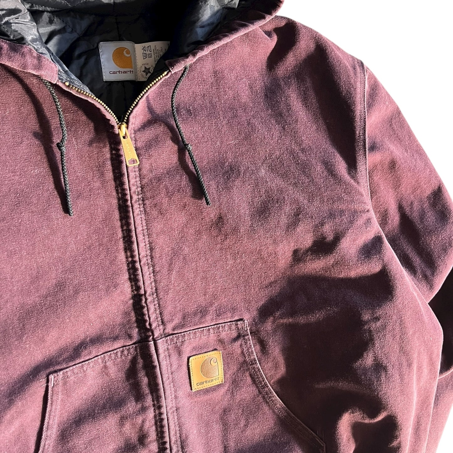 Carhartt ‘J06 BRG’ Burgundy Quilt Lined Active Jacket