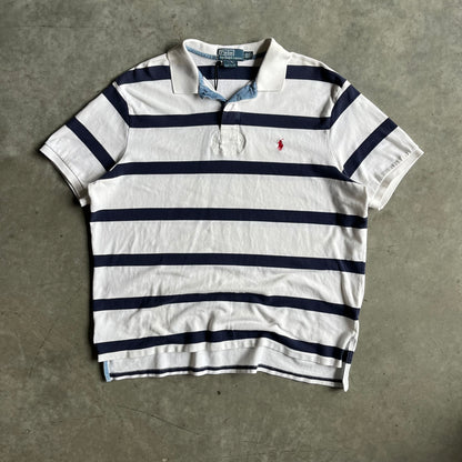 Y2K Polo Ralph Lauren White & Blue Striped Shirt