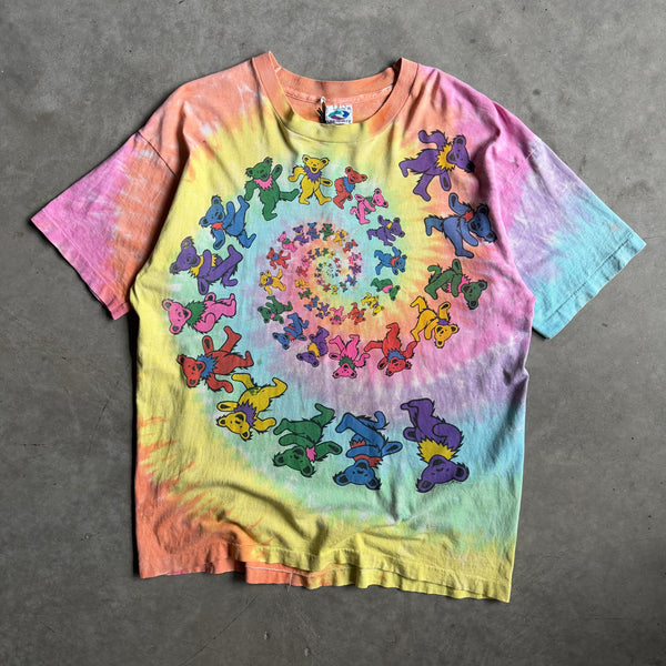 Vintage Liquid Blue Grateful Dead Dancing Bears Tie Dye T Shirt