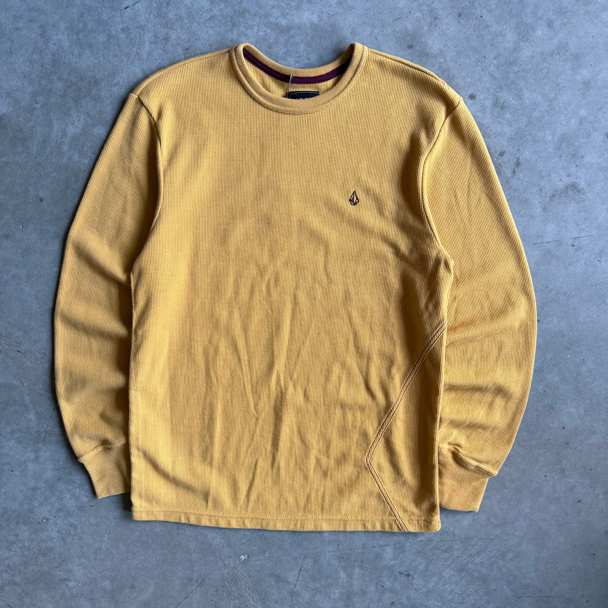 Y2K Volcom Yellow Waffle Knit Thermal