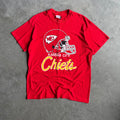 1990 Kansas City Chiefs Big Helmet Red Logo 7 Tee