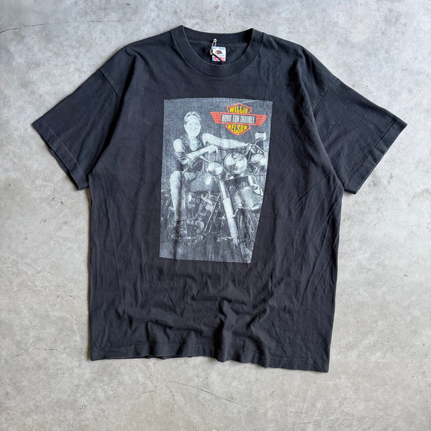 Vintage Willie Nelson Born For Trouble Harley Davidson Rip T Shirt