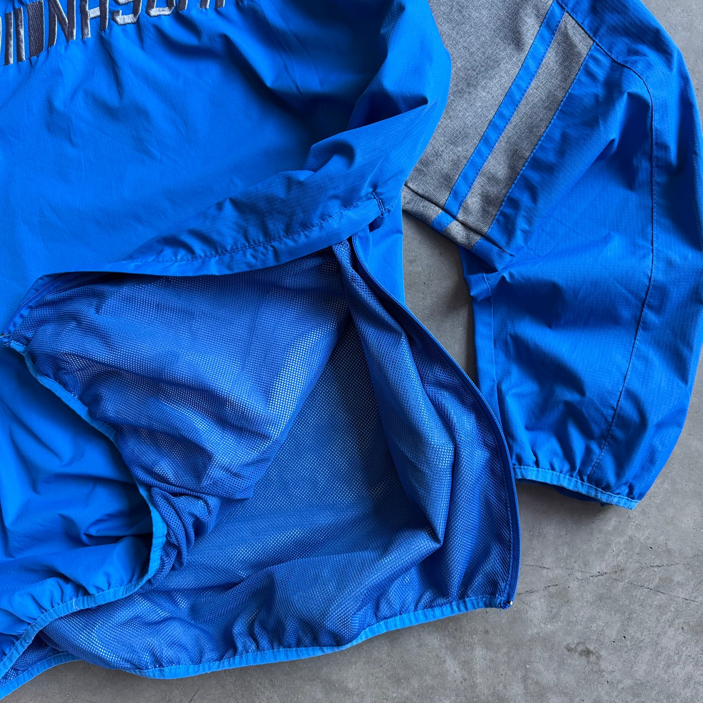 Y2K NASCAR Silver Embroidered Logo Sideline Windbreaker