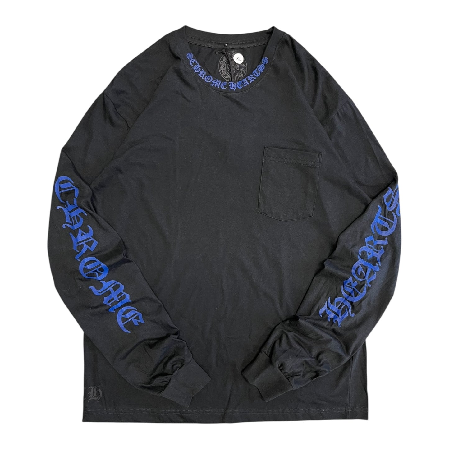 Chrome Hearts Spell Out Longsleeve Pocket Tee BLK/Blue
