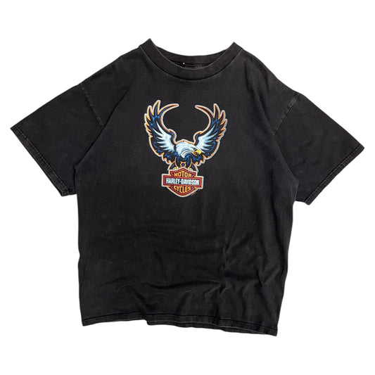 Vintage Harley Davidson Eagle Shield Logo Black Tee