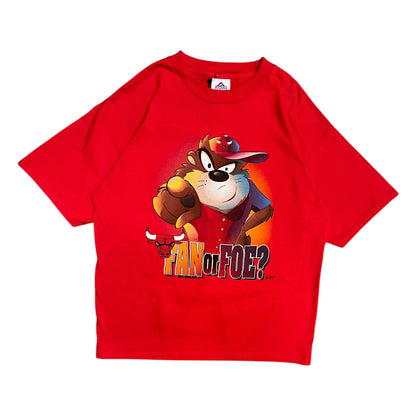 Vintage Taz Chicago Bulls Fan Or Foe Red Tee