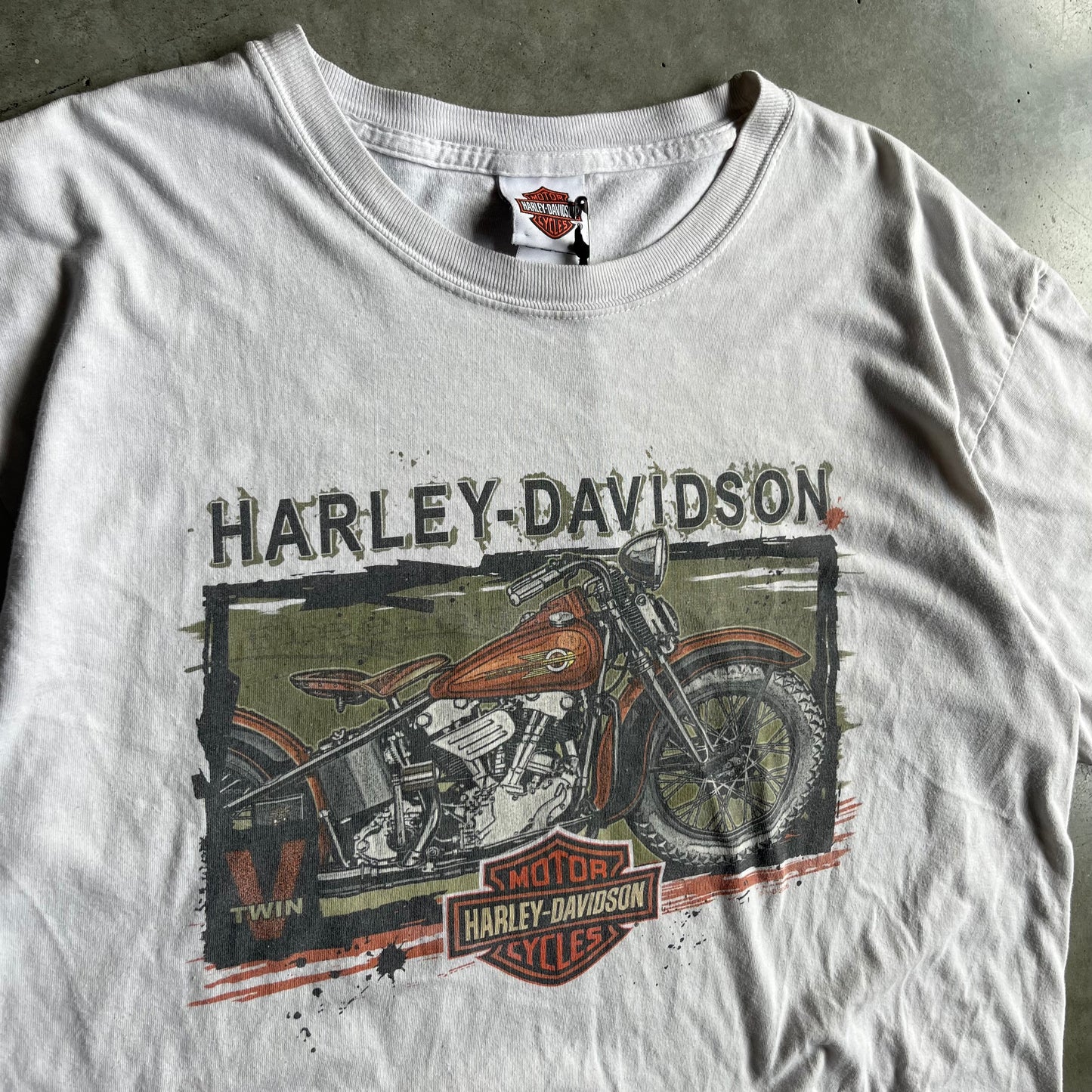 Y2K Beartooth Harley Davidson V-Twin White Tee