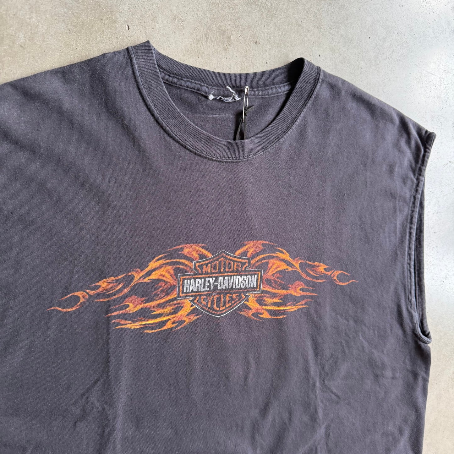 Y2K Harley Davidson Flaming Logo Sleeveless Tee