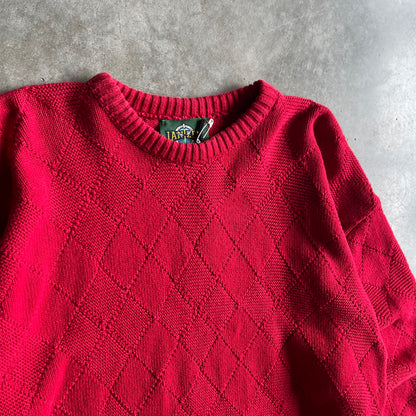 Vintage Red Diamond Woven Sweater
