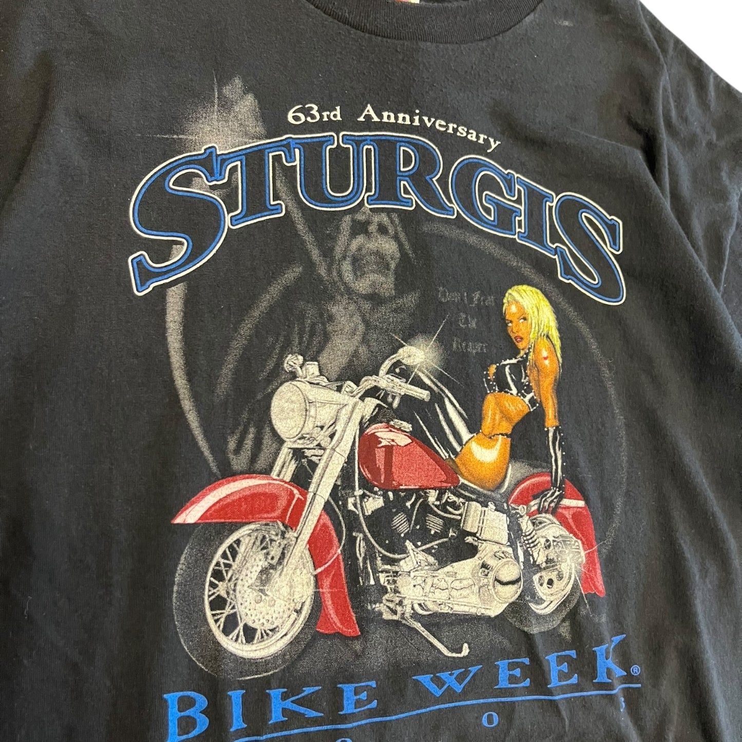 Y2K Sturgis 2003 Bike Week Blonde Motorcycle Women Tee