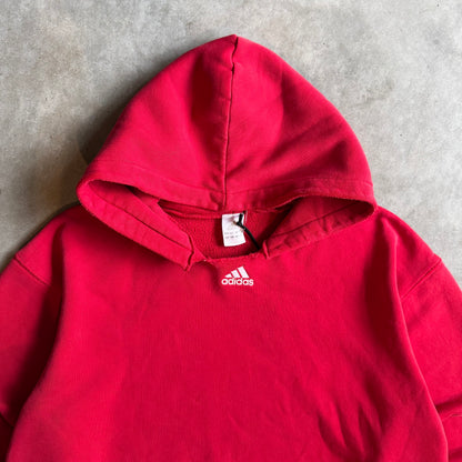 Vintage Adidas Centered Logo Red Hoodie
