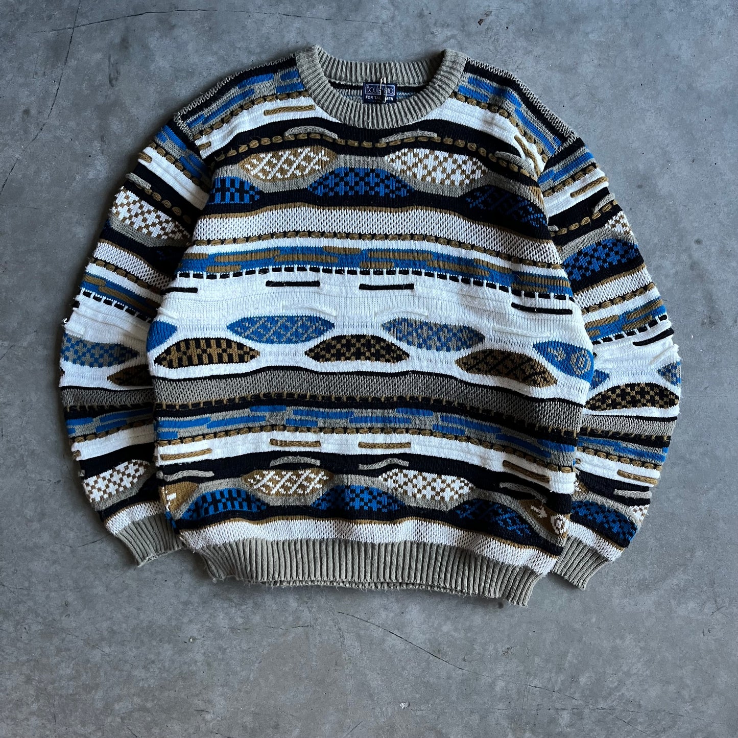 Vintage Boulevard 3D Knit Brown & Blue Sweater