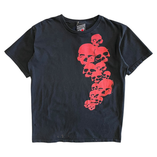 Y2K Top Heavy Black & Red Skull Pile Tee