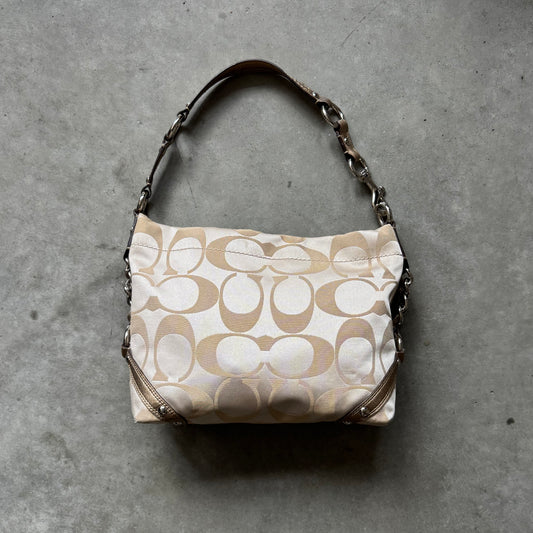 Y2K Coach Carly Hobo Champagne Jacquard & Gold Leather