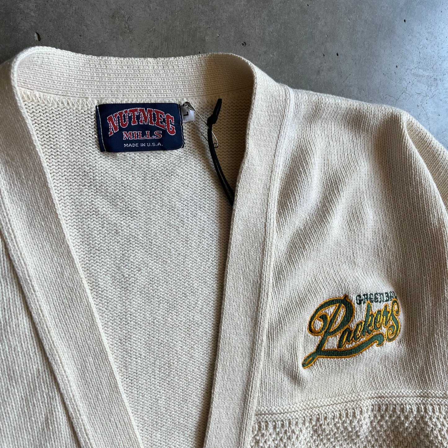 Vintage Nutmeg Mills Green Bay Packers Knit Cardigan