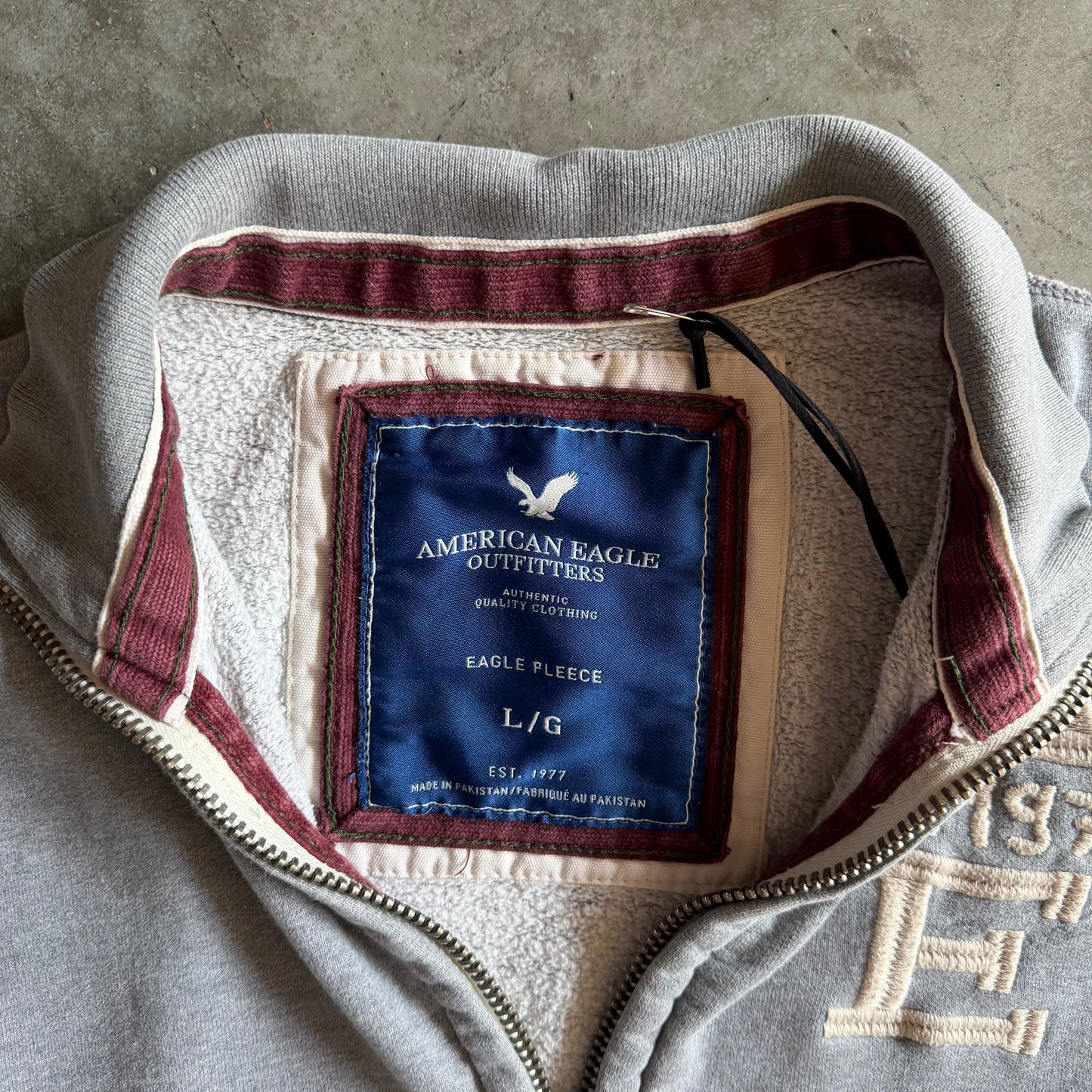 Y2K American Eagle Fleece Lined Logo Embroidered Zip-Up