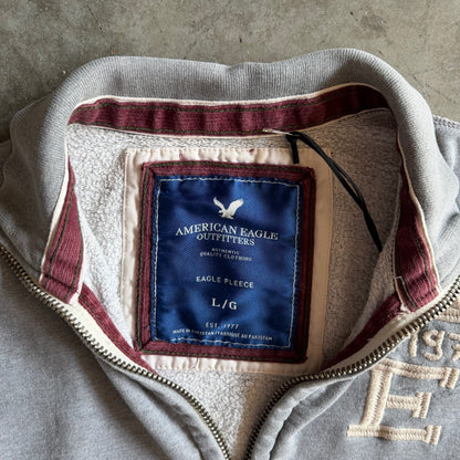 Y2K American Eagle Fleece Lined Logo Embroidered Zip-Up