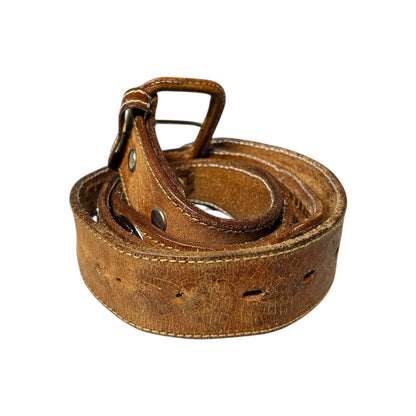 Braided And Embossed Leather Concho Belt