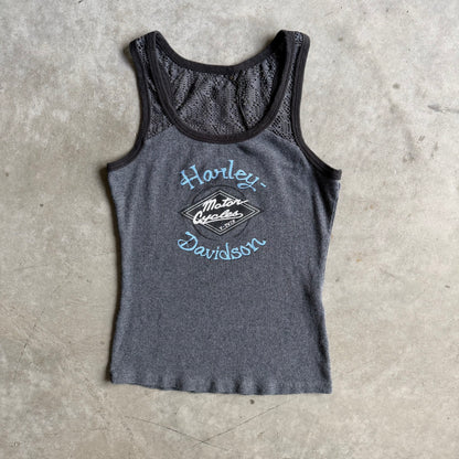 Y2K Women’s Harley Davidson Half Mesh Sleeveless Tee