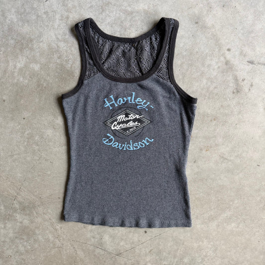 Y2K Women’s Harley Davidson Half Mesh Sleeveless Tee