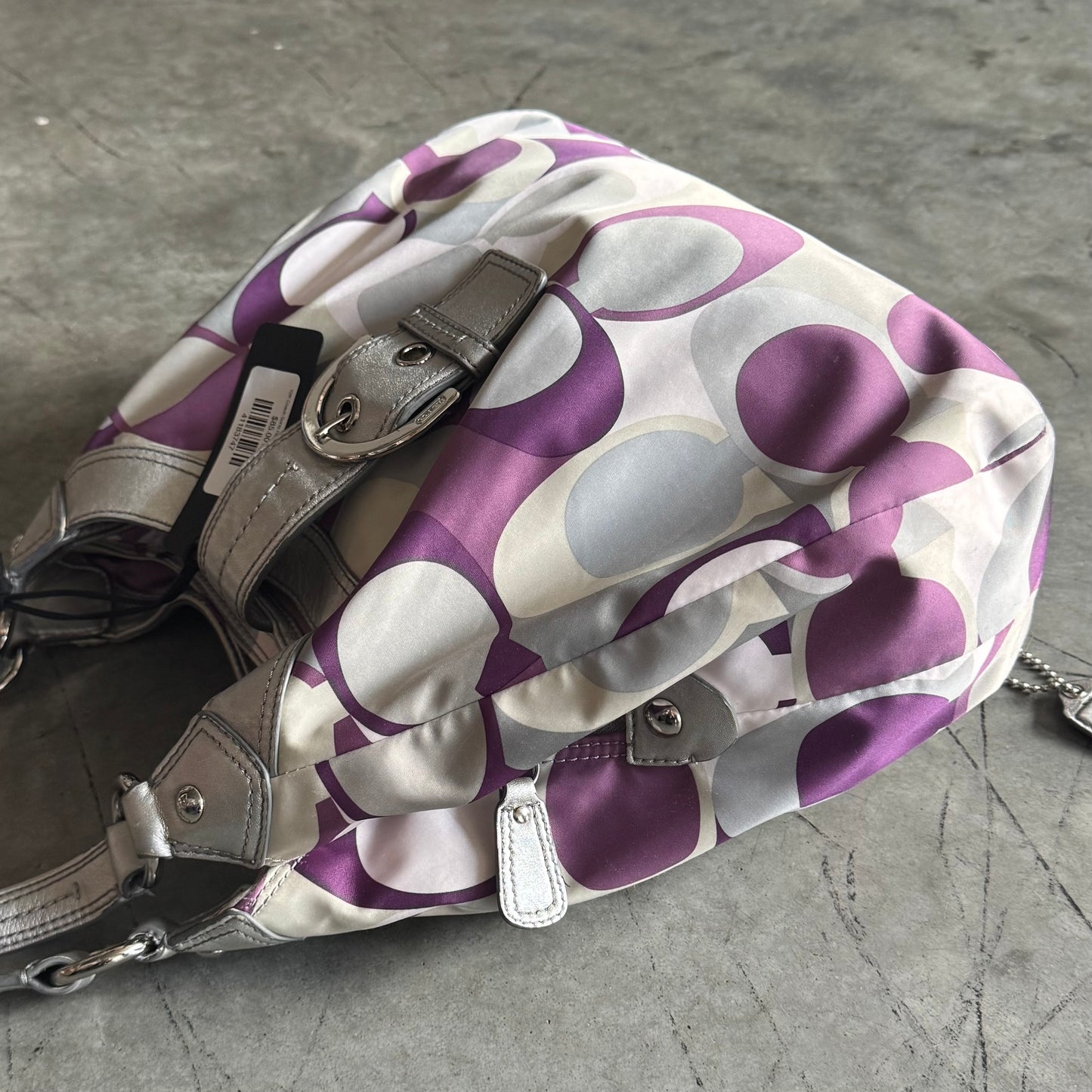 Y2K Coach SoHo Hobo Bag In Purple/Silver Signature Print