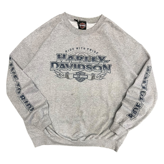 Y2K Harley Davidson Ride With Pride Grey Crewneck