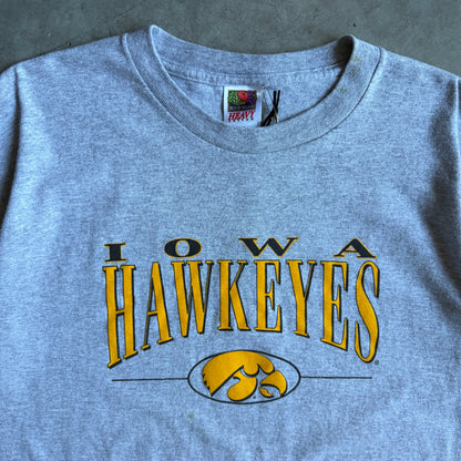 Y2K Iowa Hawkeyes Black & Gold Spell-Out Tee