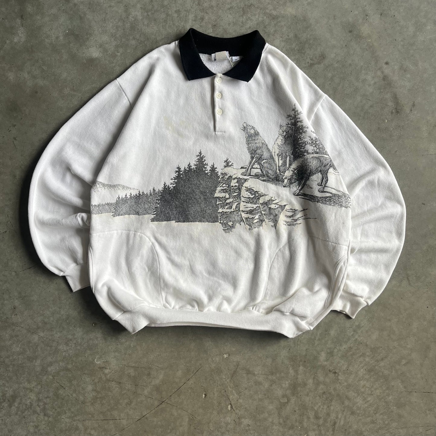 Vintage Howling Wolf Over The Forest Sweatshirt