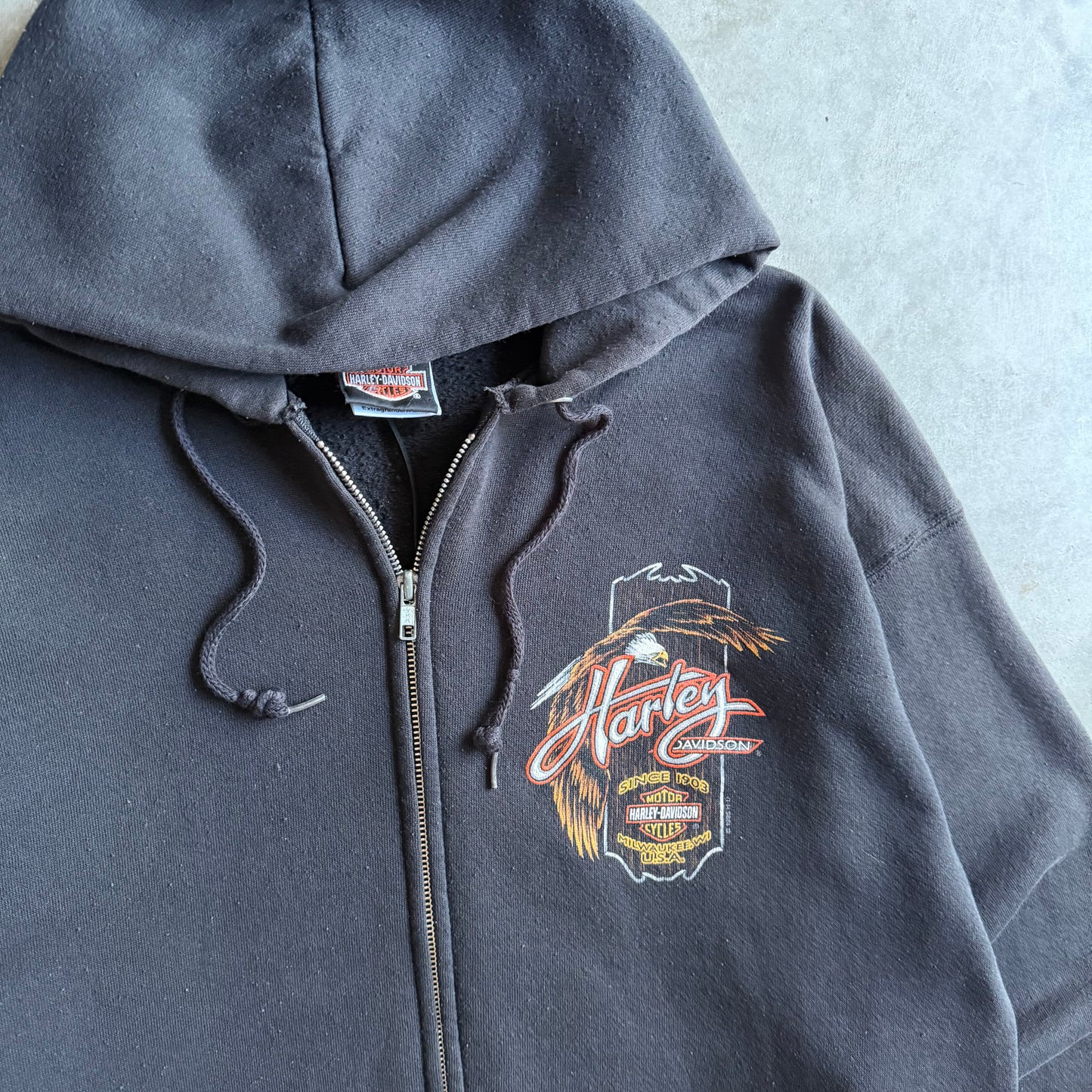 Vintage Harley Davidson Black Hills South Dakota Eagle Zip-Up Hoodie
