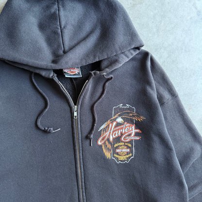 Vintage Harley Davidson Black Hills South Dakota Eagle Zip-Up Hoodie