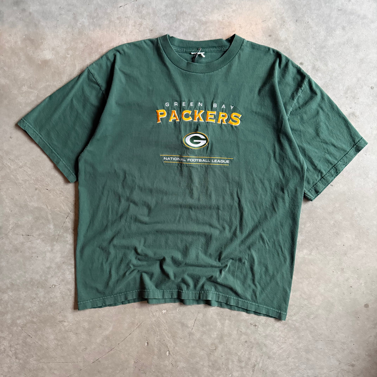 Vintage Green Bay Packers Embroidered Logo Green Tee