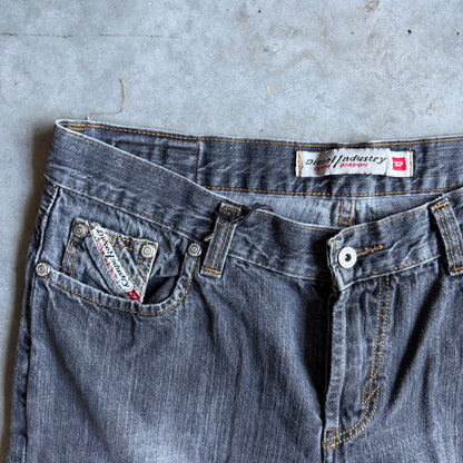Y2K Diesel Industries Black Washed Straight Fit Jeans