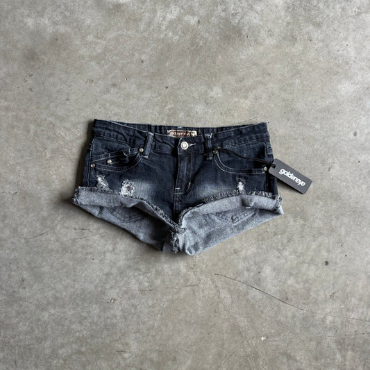 Women’s Y2K Silver Distressed Micro Shorts