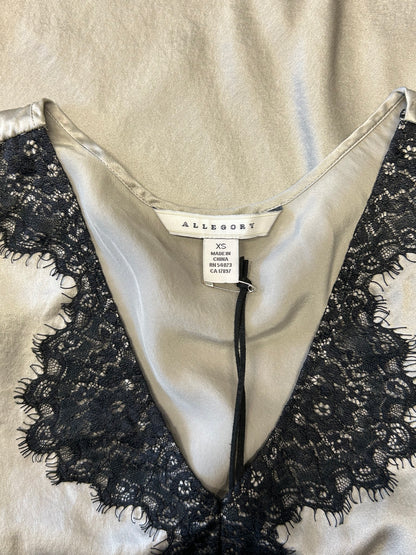 Women’s Y2K Allegory Fairycore Grey Lace 100% Silk Tank