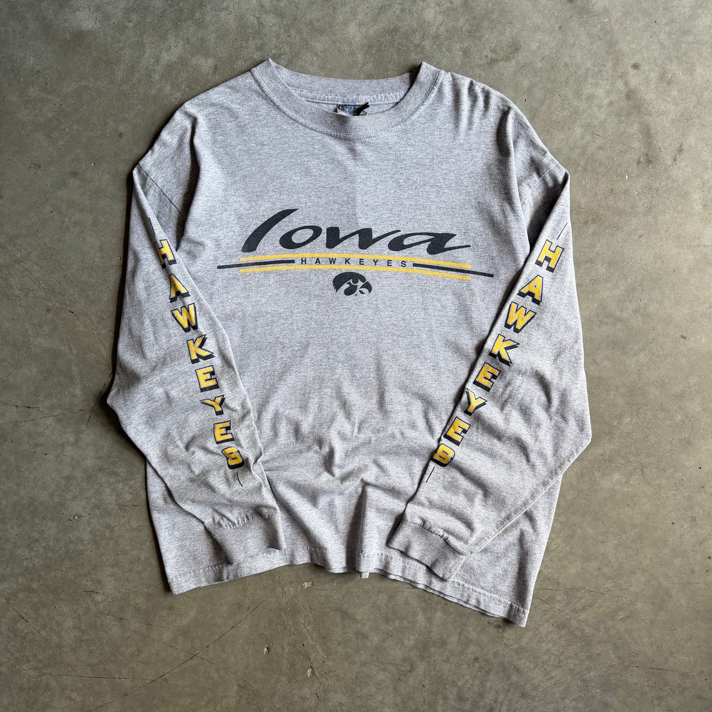 Y2K Iowa Hawkeyes Soft Spell-Out & Logo Gray Longsleeve