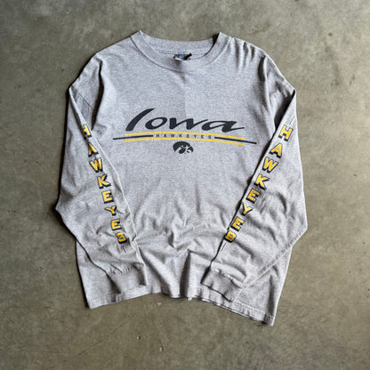 Y2K Iowa Hawkeyes Soft Spell-Out & Logo Gray Longsleeve
