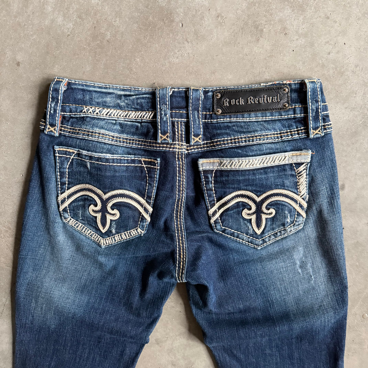 Women’s Y2K Rock Revival Alanis Boot Cut Flare Jeans Dark Wash