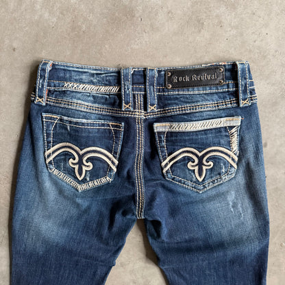 Women’s Y2K Rock Revival Alanis Boot Cut Flare Jeans Dark Wash