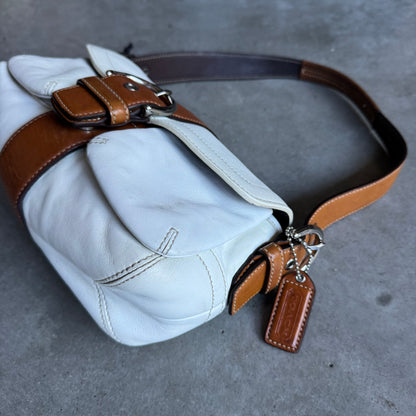 Y2K Coach Soho White Double Pocket Buckle Flap Bag