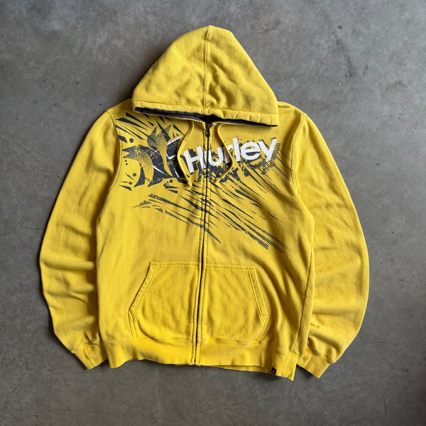 Y2K Hurley Yellow Spellout Zip Up
