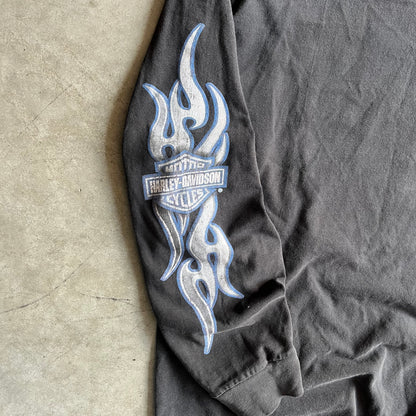 Y2K Harley Davidson Flame Sleeve Pocket T Shirt