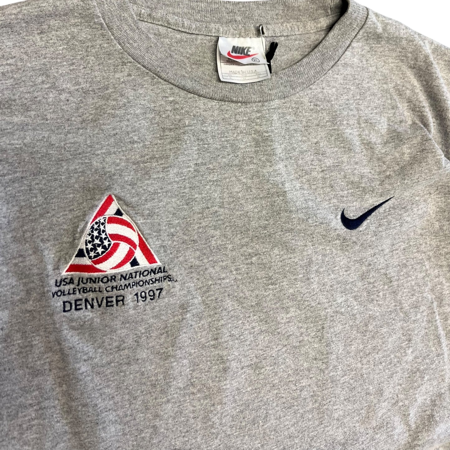 Vintage Nike Grey Mini Swoosh USA Jr Volleyball Tee