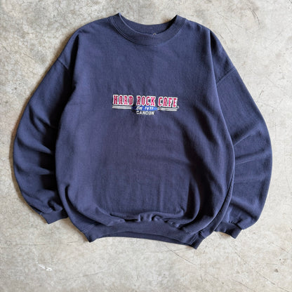 Y2K Hard Rock Cafe Cancun Location Embroidered Spell-Out Sweatshirt